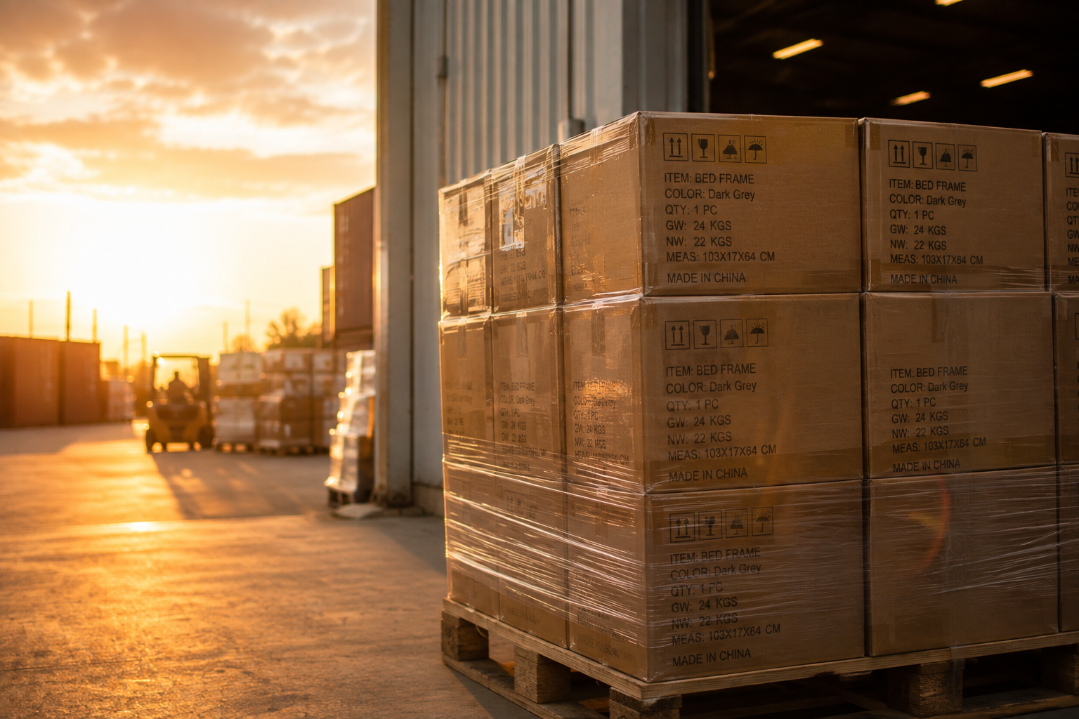 Palet de exportación con cajas de producto